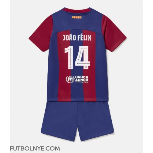 Camiseta Barcelona Joao Felix #14 Primera Equipación para niños 2023-24 manga corta (+ pantalones cortos)